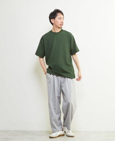 テクスチャーメッシュクルーネックTシャツ 詳細画像 ブラウン 20