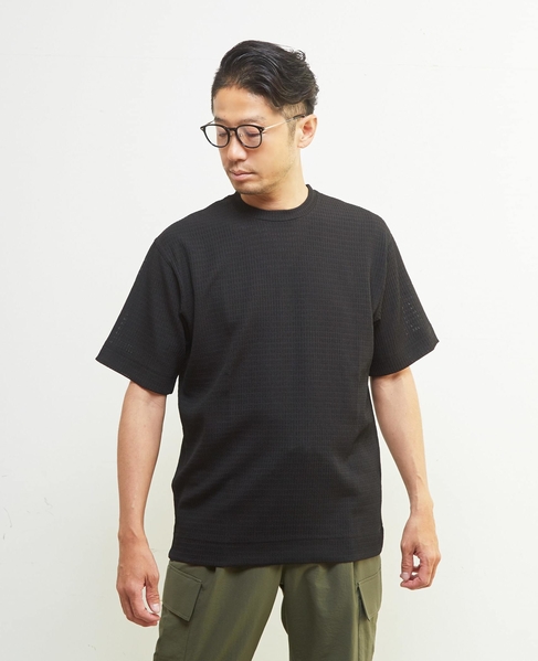 テクスチャーメッシュクルーネックTシャツ 詳細画像 ブラウン 21