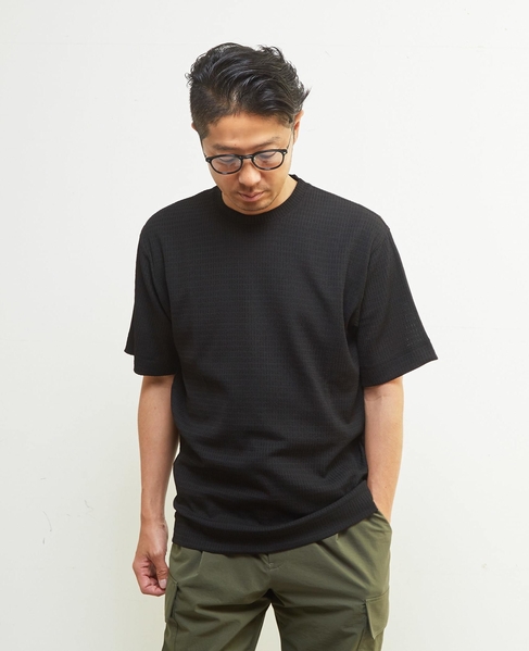 テクスチャーメッシュクルーネックTシャツ 詳細画像 ブラウン 22