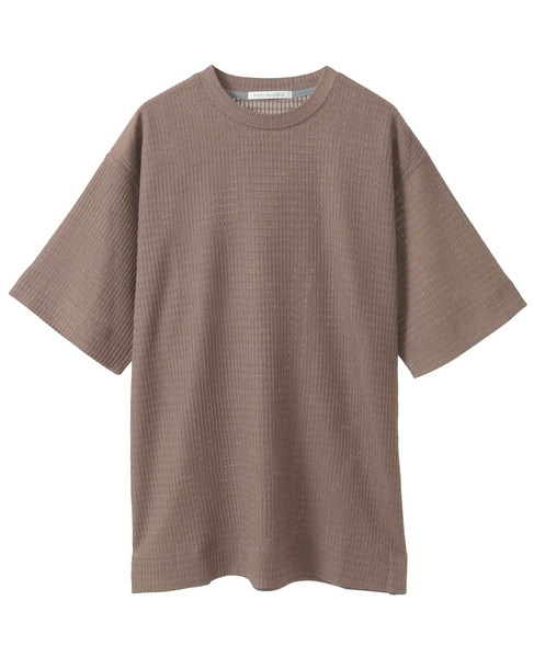 テクスチャーメッシュクルーネックTシャツ 詳細画像 ブラウン 7