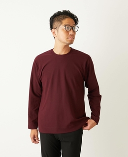 ストレッチストライプクルーネックTシャツ