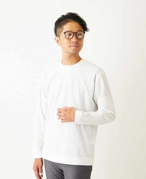 ストレッチストライプクルーネックTシャツ 詳細画像 ホワイト 14