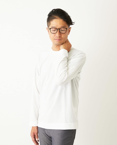 ストレッチストライプクルーネックTシャツ 詳細画像 ホワイト 15