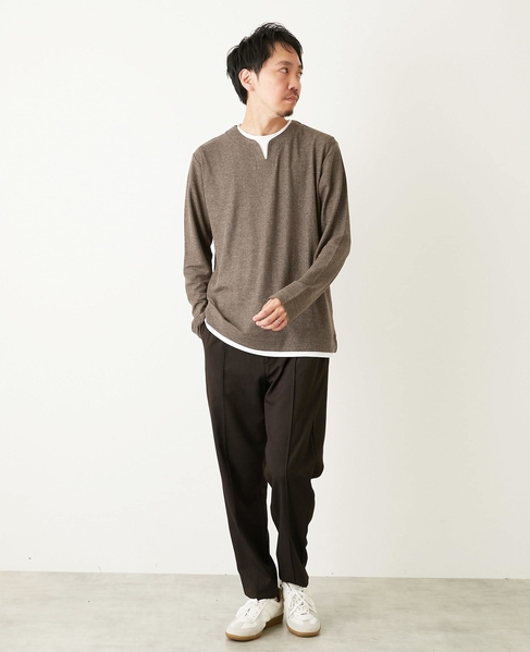 リンクスストライプ フェイクレイヤーキーネックTシャツ 詳細画像 グレー 20