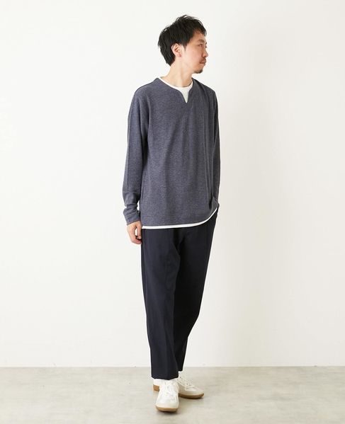 リンクスストライプ フェイクレイヤーキーネックTシャツ 詳細画像 グレー 25