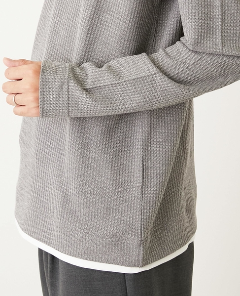 リンクスストライプ フェイクレイヤーキーネックTシャツ 詳細画像 グレー 7