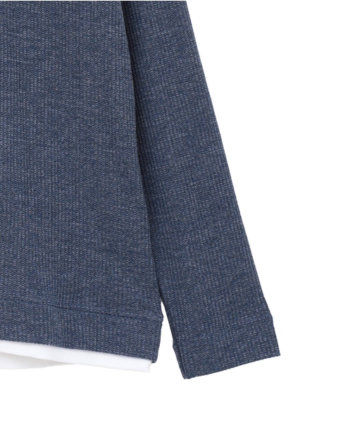 リンクスストライプ フェイクレイヤーキーネックTシャツ 詳細画像 ネイビー 5