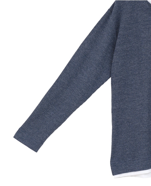 リンクスストライプ フェイクレイヤーキーネックTシャツ 詳細画像 ネイビー 6