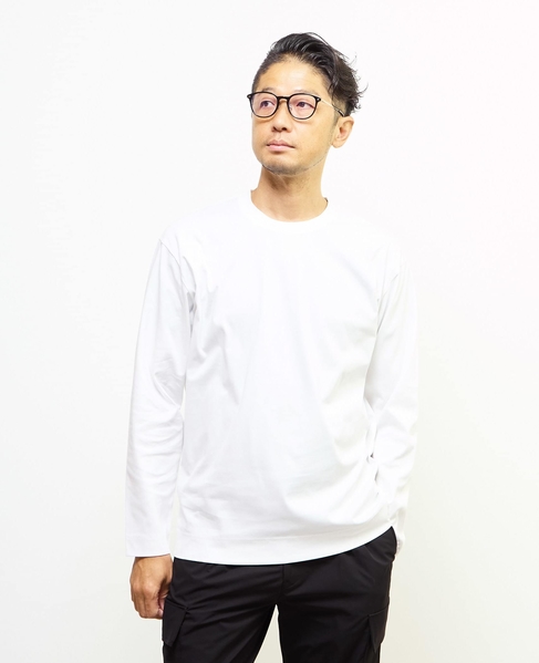 マーセライズドスムース クルーネックロングスリーブTシャツ 詳細画像 ホワイト 1