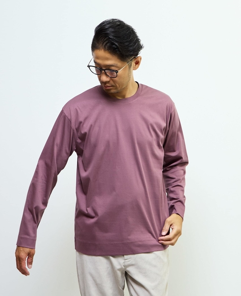 マーセライズドスムース クルーネックロングスリーブTシャツ 詳細画像 ボルドー 3