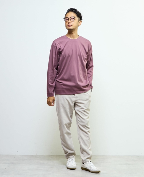 マーセライズドスムース クルーネックロングスリーブTシャツ 詳細画像 ボルドー 4