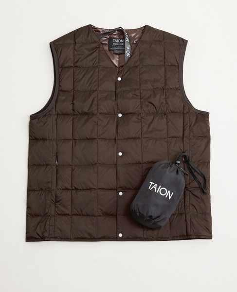【TAION/タイオン】 Vネックインナーダウンベスト 詳細画像 ダークブラウン 1