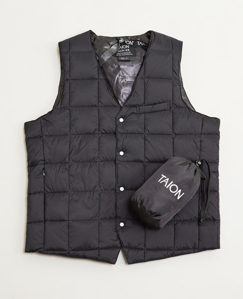 【TAION/タイオン】Vネックダウンジレ 詳細画像 ブラック 1