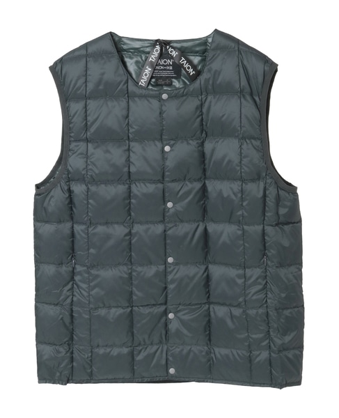 【TAION/タイオン】クルーネックインナーダウンベスト 詳細画像 チャコールグレー 2