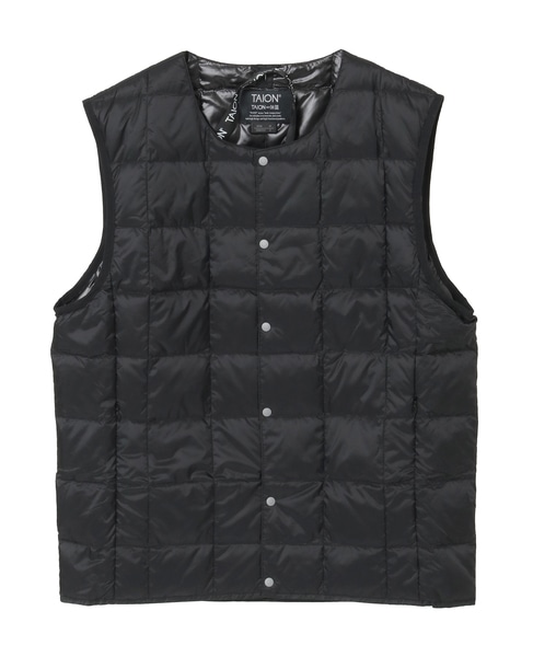 【TAION/タイオン】クルーネックインナーダウンベスト 詳細画像 ブラック 2