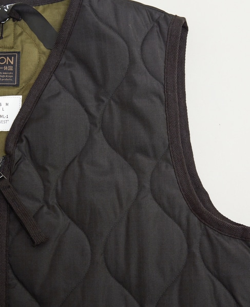【TAION/タイオン】ミリタリー Vネックジップ ダウンベスト 詳細画像 ダークブラウン 3