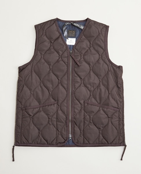 【TAION/タイオン】ミリタリー Vネックジップ ダウンベスト 詳細画像 ダークブラウン 9