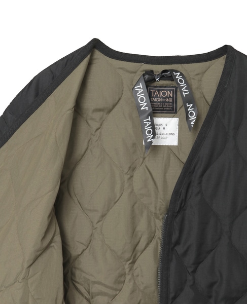 【TAION/タイオン】ミリタリー Vネックジップ ダウンコート 詳細画像 ブラック 9