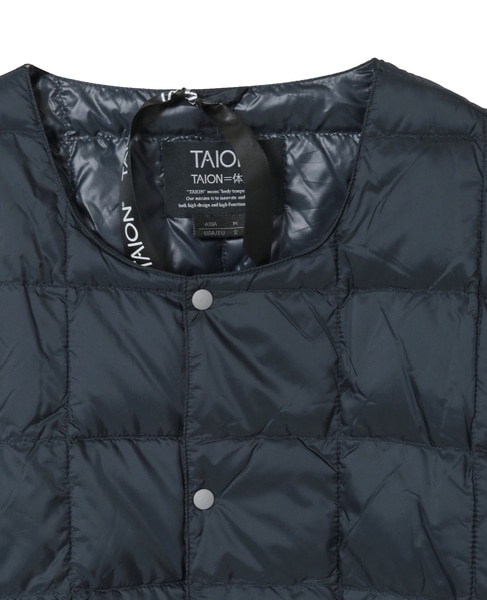 【TAION/タイオン】ベーシック クルーネックボタン インナーダウンジャケット 詳細画像 ダークネイビー 16