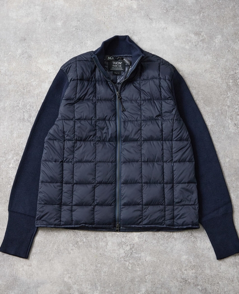 【TAION/タイオン】ベーシック ハイネックWジップ ニットスリーブダウンジャケット 詳細画像 ダークネイビー 12