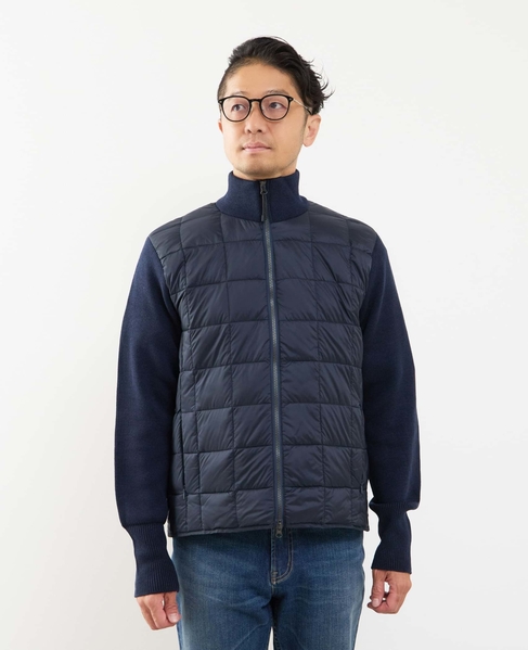 【TAION/タイオン】ベーシック ハイネックWジップ ニットスリーブダウンジャケット 詳細画像 ダークネイビー 2