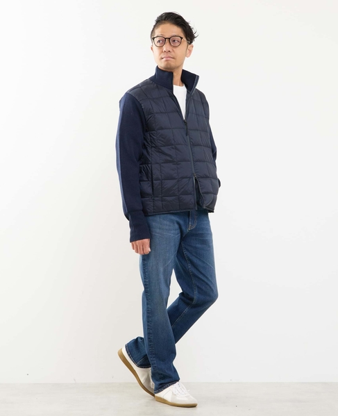 【TAION/タイオン】ベーシック ハイネックWジップ ニットスリーブダウンジャケット 詳細画像 ダークネイビー 22
