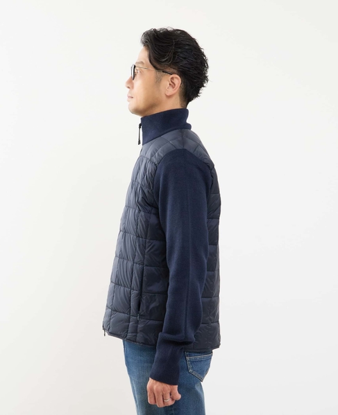 【TAION/タイオン】ベーシック ハイネックWジップ ニットスリーブダウンジャケット 詳細画像 ダークネイビー 3