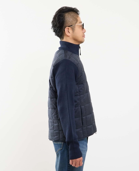 【TAION/タイオン】ベーシック ハイネックWジップ ニットスリーブダウンジャケット 詳細画像 ダークネイビー 5