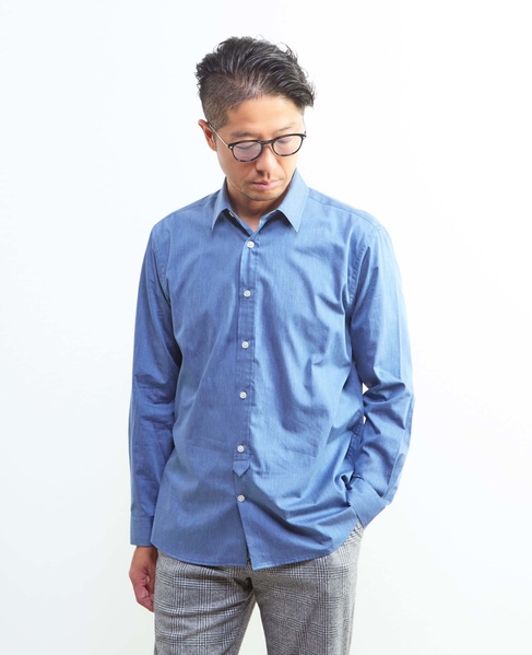 《WEB限定》SIDOGRAS スタンダードレギュラーカラーシャツ 詳細画像 インディゴ 3