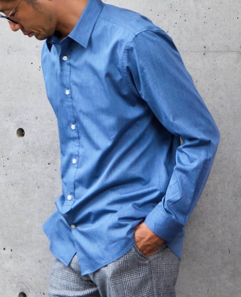 《WEB限定》SIDOGRAS スタンダードレギュラーカラーシャツ 詳細画像 インディゴ 6