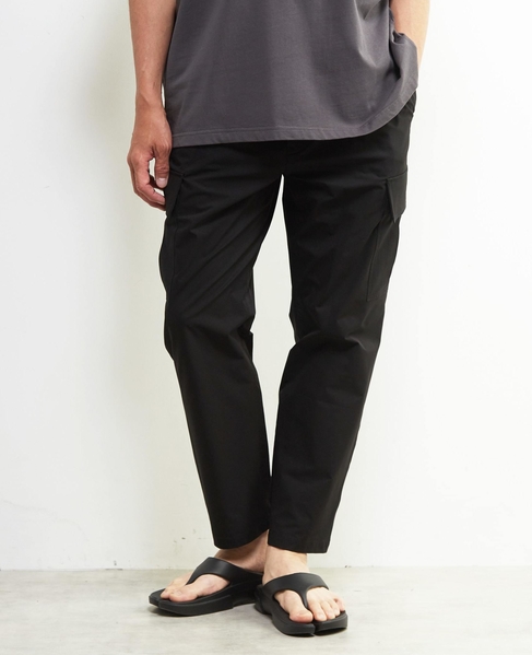 《WEB限定》【全6サイズ展開】クールエアストレッチテーパードカーゴパンツ 詳細画像 ブラック 1