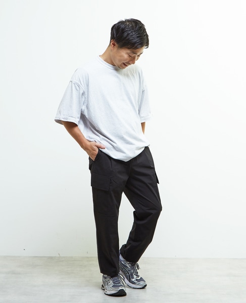 《WEB限定》【全6サイズ展開】クールエアストレッチテーパードカーゴパンツ 詳細画像 ブラック 12