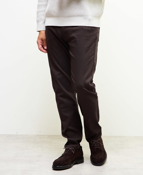 《WEB限定》【全6サイズ展開】ハイパーストレッチヘリンボーン5ポケットパンツ 詳細画像 ブラウン 1