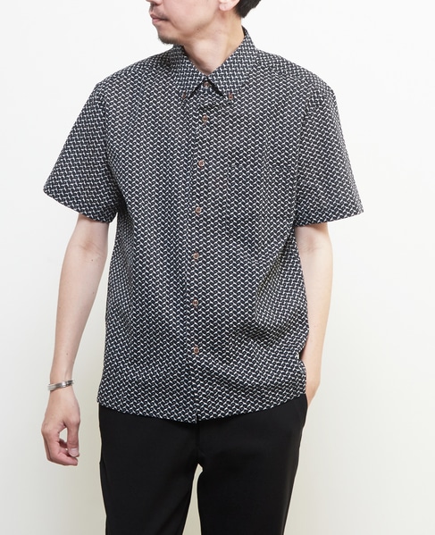 《限定展開》オキナワシャツ | ワッフルサッカー 詳細画像 ブラック 1