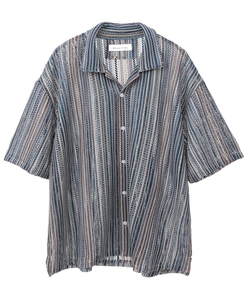 【MASTER FRAME/マスターフレーム】テクスチャーメッシュ半袖オープンカラーシャツ 詳細画像 ブルー 11