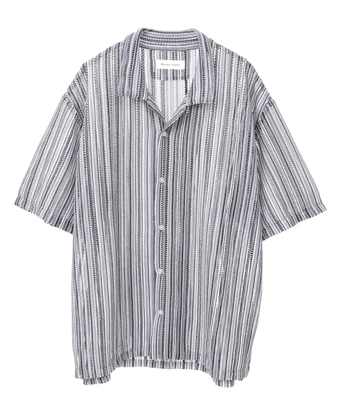 【MASTER FRAME/マスターフレーム】テクスチャーメッシュ半袖オープンカラーシャツ 詳細画像 ブルー 13