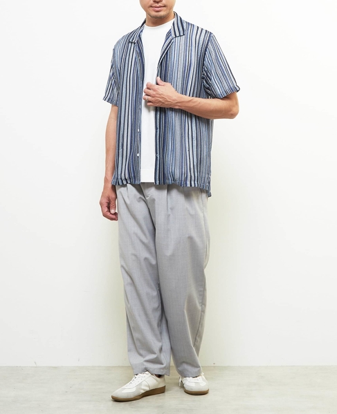 【MASTER FRAME/マスターフレーム】テクスチャーメッシュ半袖オープンカラーシャツ 詳細画像 ブルー 17