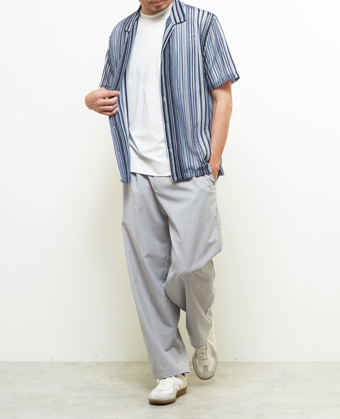 【MASTER FRAME/マスターフレーム】テクスチャーメッシュ半袖オープンカラーシャツ 詳細画像 ブルー 18