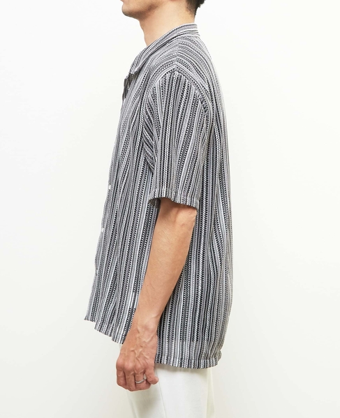 【MASTER FRAME/マスターフレーム】テクスチャーメッシュ半袖オープンカラーシャツ 詳細画像 ブルー 3