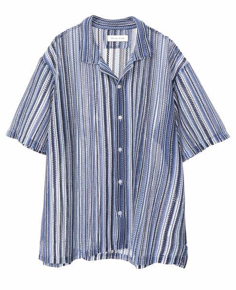 【MASTER FRAME/マスターフレーム】テクスチャーメッシュ半袖オープンカラーシャツ 詳細画像 ブルー 9