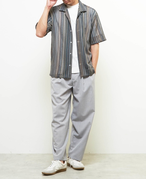 【MASTER FRAME/マスターフレーム】テクスチャーメッシュ半袖オープンカラーシャツ 詳細画像 ベージュ 5