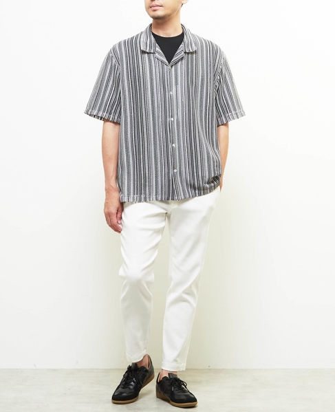 【MASTER FRAME/マスターフレーム】テクスチャーメッシュ半袖オープンカラーシャツ 詳細画像 グレー 4