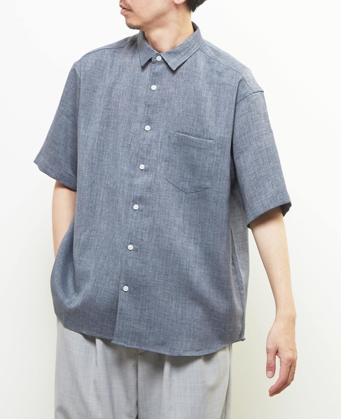 【MASTER FRAME/マスターフレーム】 リネンキャンバス半袖シャツ 詳細画像 ブルーグレー 1
