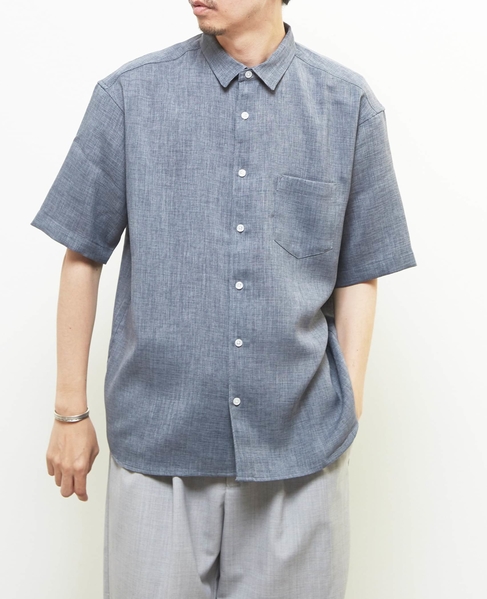 【MASTER FRAME/マスターフレーム】 リネンキャンバス半袖シャツ 詳細画像 ブルーグレー 2