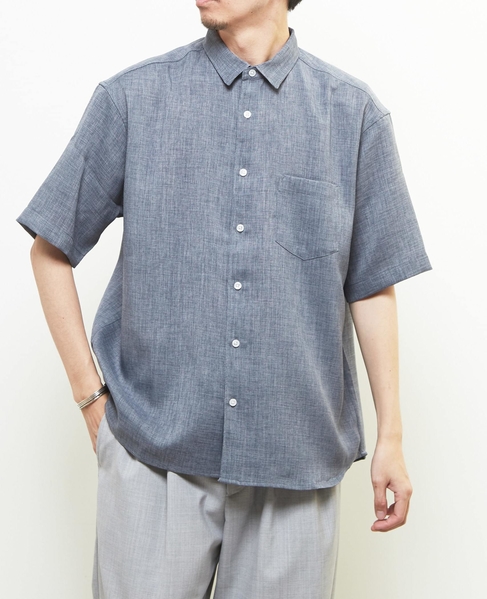 【MASTER FRAME/マスターフレーム】 リネンキャンバス半袖シャツ 詳細画像 ブルーグレー 3
