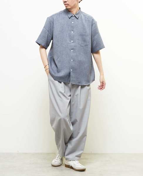 【MASTER FRAME/マスターフレーム】 リネンキャンバス半袖シャツ 詳細画像 ブルーグレー 4
