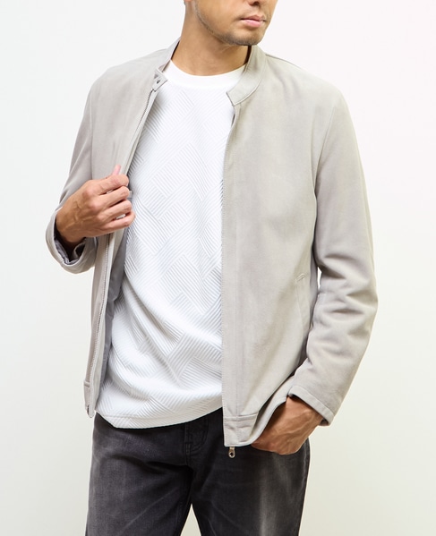 ラムスプリットレザー / シングルライダースブルゾン 詳細画像 グレージュ 12