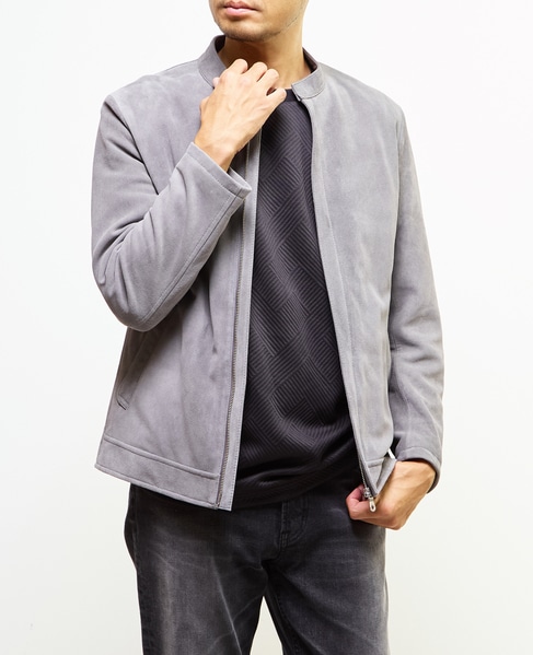ラムスプリットレザー / シングルライダースブルゾン 詳細画像 グレー 1