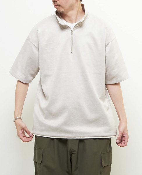 【MASTER FRAME/マスターフレーム】フェイクスエード ZIPスタンドTシャツ 詳細画像 グレージュ 14