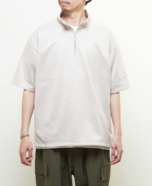 【MASTER FRAME/マスターフレーム】フェイクスエード ZIPスタンドTシャツ 詳細画像 グレージュ 2